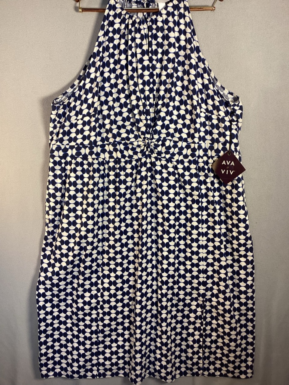 Ava & Viv Women’s Knotted Sleeveless with Pockets & Slit Plus Size 4X Dress NWT